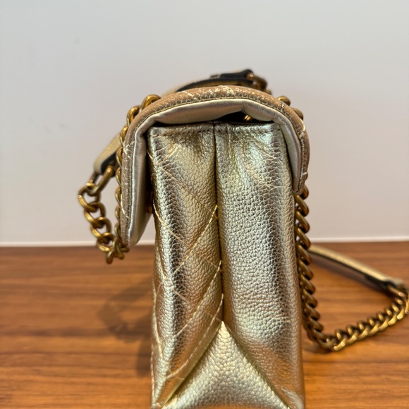 Kurt Geiger The Brixton leather metallic gold shoulder bag - Picture 9 of 14